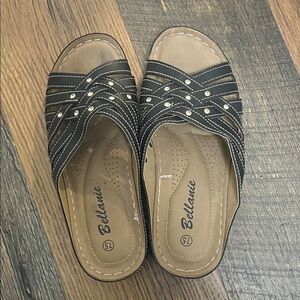 Bellamie Black and Tan Women's Sandals